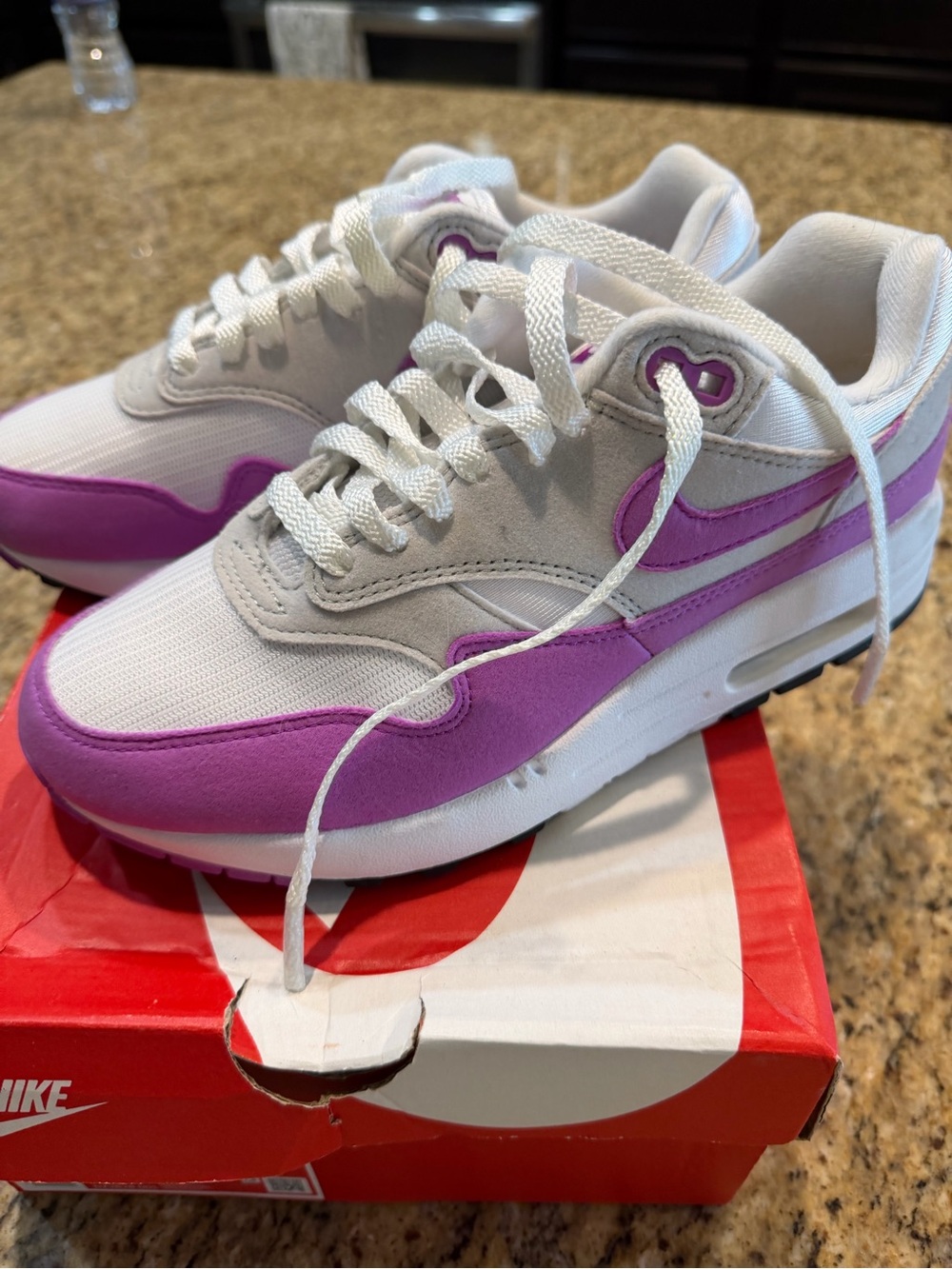 Nike White and Purple Low-Top Sneakers
